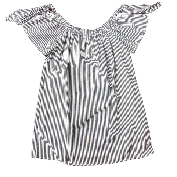 She & Sky Striped On Off Shoulder Cold Shoulder Tie Mini Dress SIZE LARGE - Picture 1 of 10